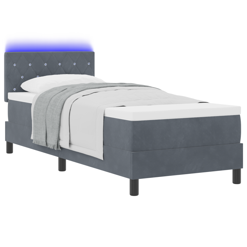 Boxspringbett mit Matratze & LED Dunkelgrau 80x200 cm Samt