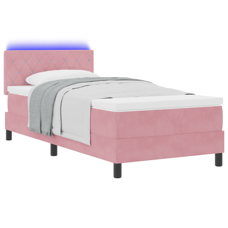 Boxspringbett mit Matratze & LED Pink 90x200 cm Samt