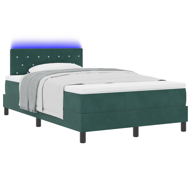 Boxspringbett mit Matratze & LED Dunkelgrün 120x190 cm Samt