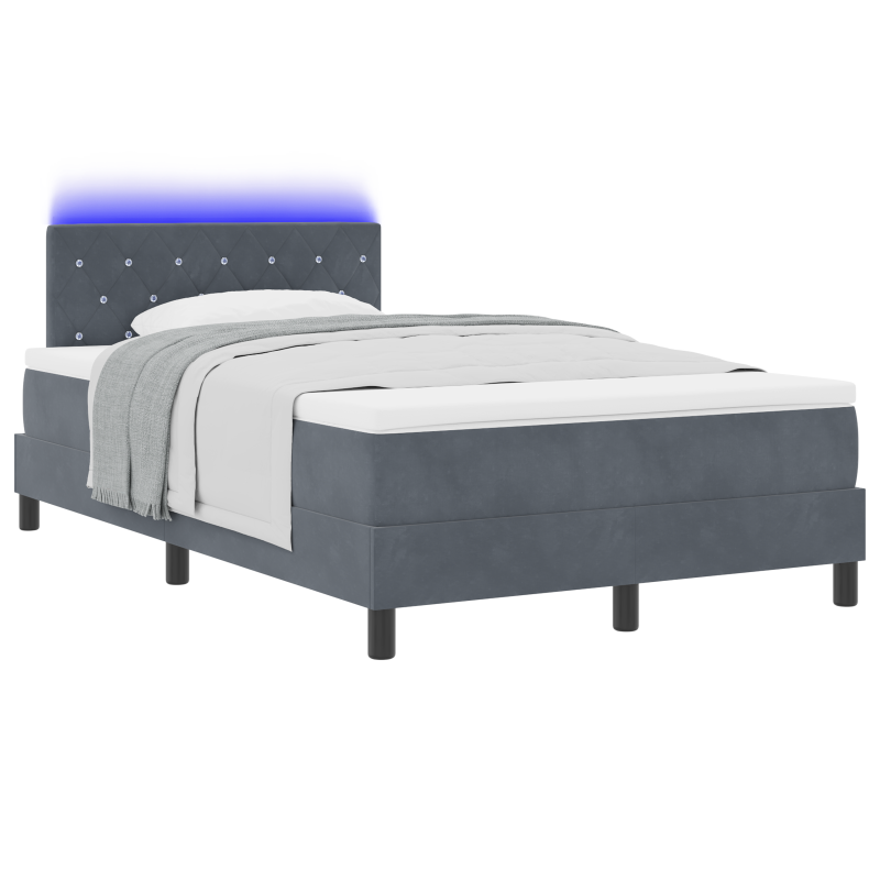 Boxspringbett mit Matratze und LED Dunkelgrau 120x200 cm Samt