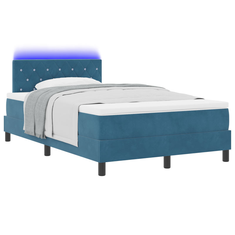 Boxspringbett mit Matratze und LED Dunkelblau 120x200 cm Velours