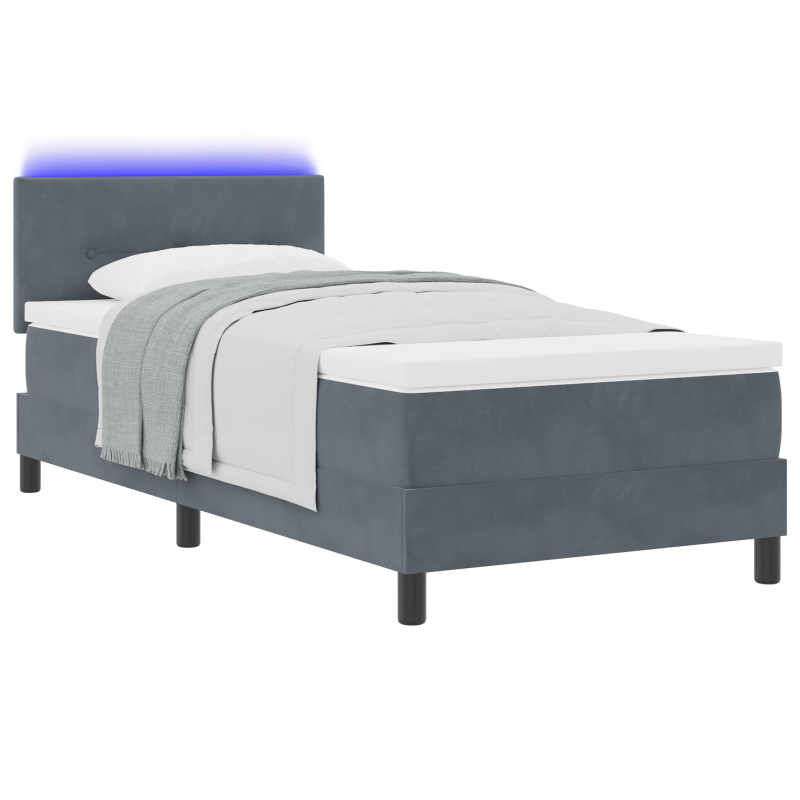 Boxspringbett mit Matratze & LED Dunkelgrau 80x200 cm Samt