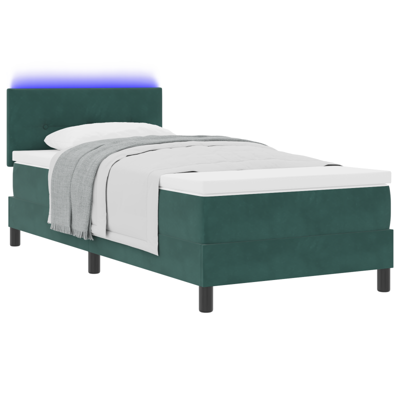 Boxspringbett mit Matratze & LED Dunkelgrün 80x200 cm Samt