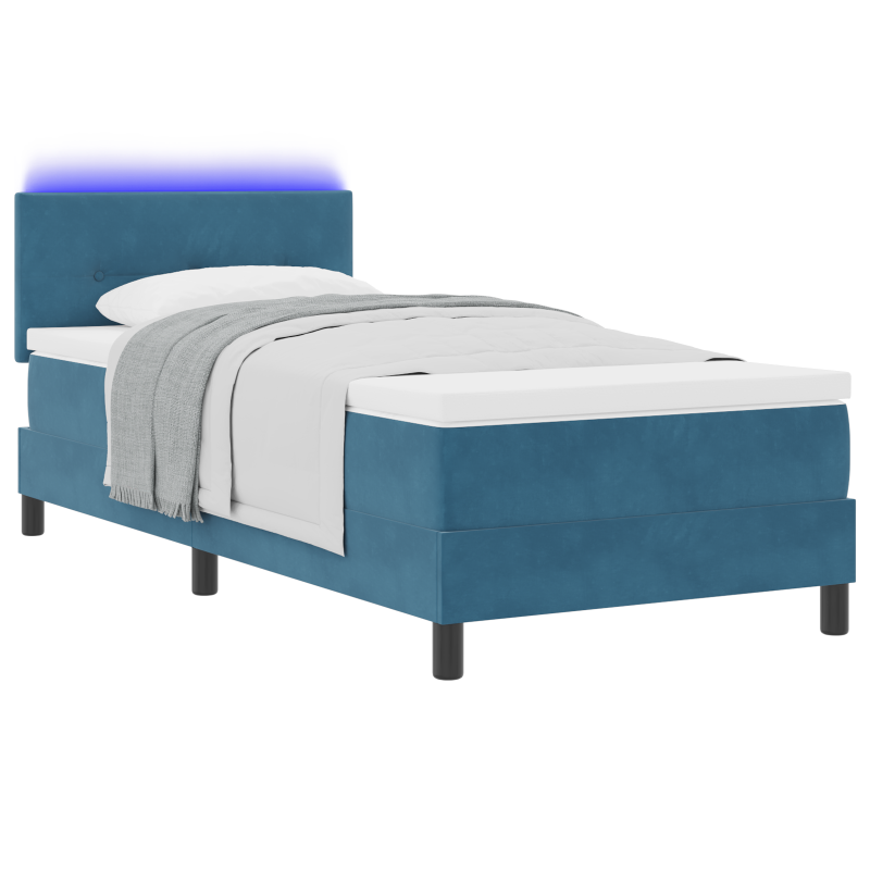 Boxspringbett mit Matratze & LED Dunkelblau 90x190 cm Velours