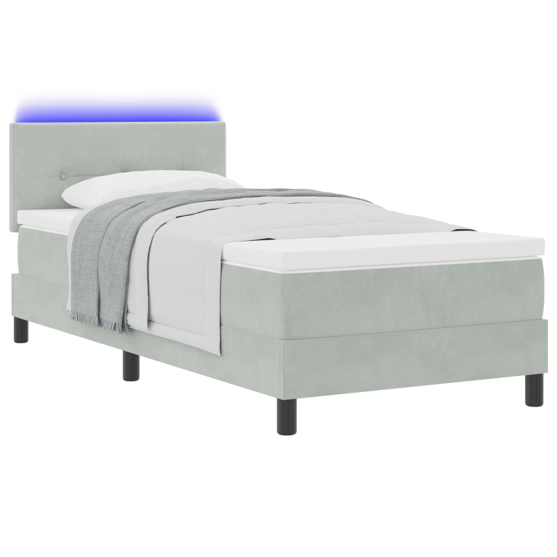 Boxspringbett mit Matratze & LED Licht Grau 100x200 cm Samt