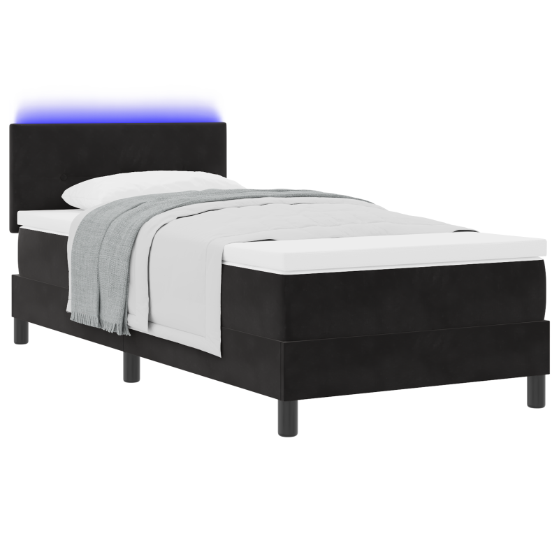 Boxspringbett mit Matratze & LED Schwarz 100x200 cm Samt