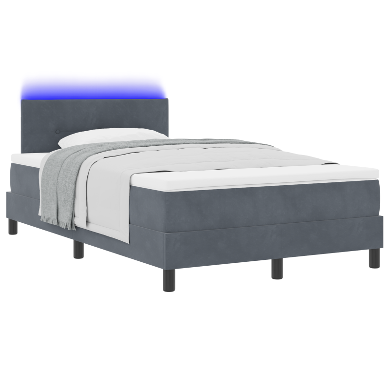 Boxspringbett mit Matratze & LED Dunkelgrau 120x200 cm Samt
