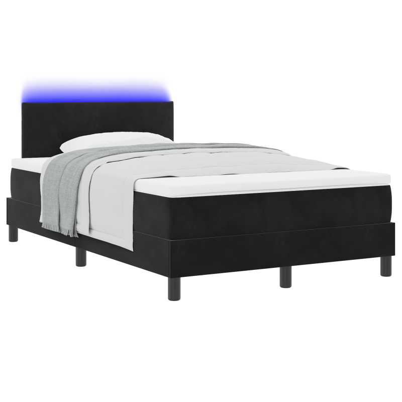 Boxspringbett mit Matratze und LED Schwarz 120x200 cm Samt