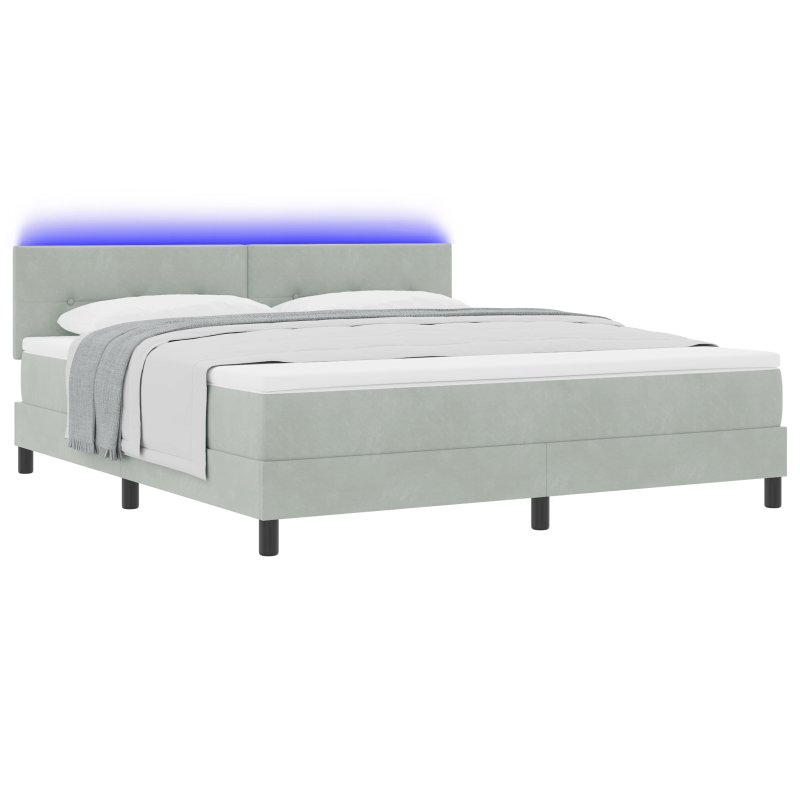 Boxspringbett mit Matratze & LED Licht Grau 180x200 cm Samt