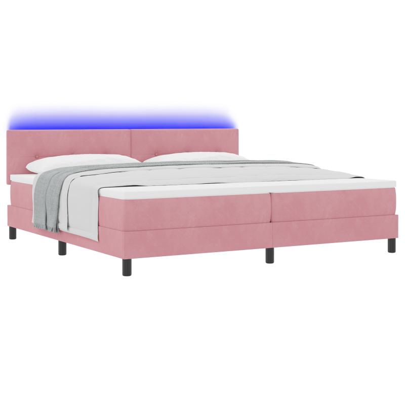 Boxspringbett mit Matratze & LED Rosa 200x200 cm Samt