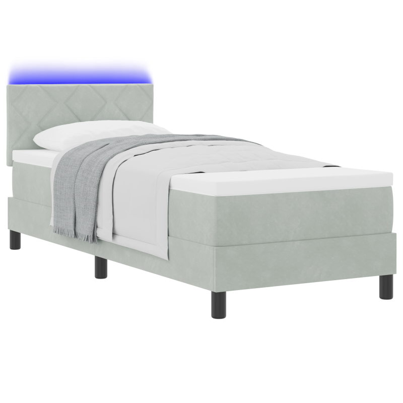 Boxspringbett mit Matratze & LED Licht Grau 80x200 cm Samt