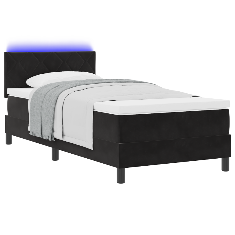 Boxspringbett mit Matratze & LED Schwarz 90x200 cm Samt