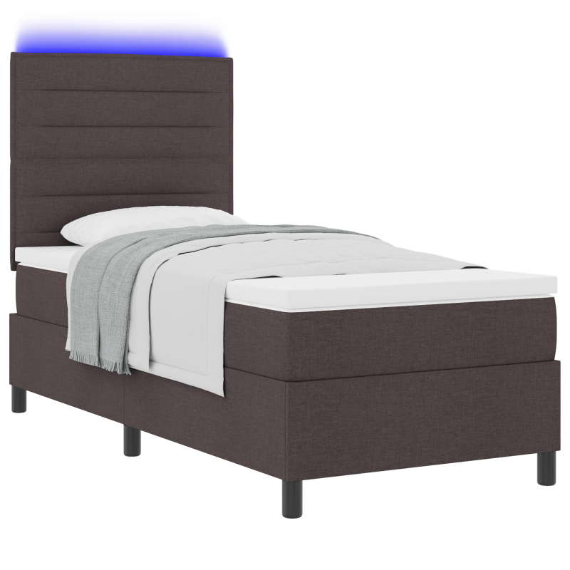 Boxspringbett mit Matratze & LED Dunkelbraun 100x200 cm Stoff