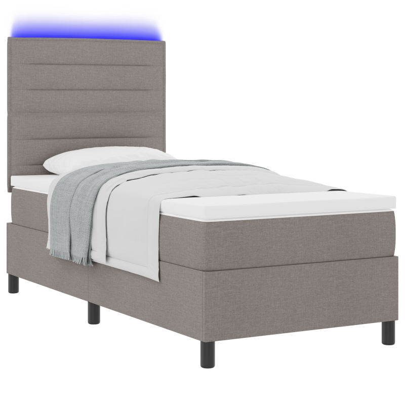 Boxspringbett mit Matratze & LED Taupe 100x200 cm Stoff