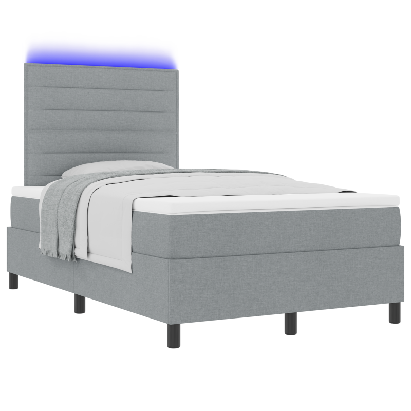 Boxspringbett mit Matratze & LED Hellgrau 120x190 cm Stoff