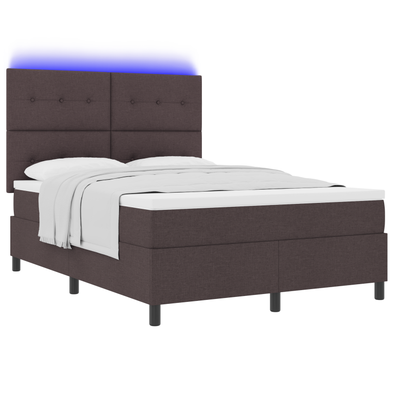 Boxspringbett mit Matratze & LED Dunkelbraun 140x200 cm Stoff