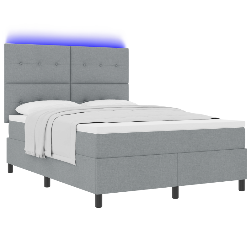 Boxspringbett mit Matratze & LED Licht Grau 160x200 cm Stoff