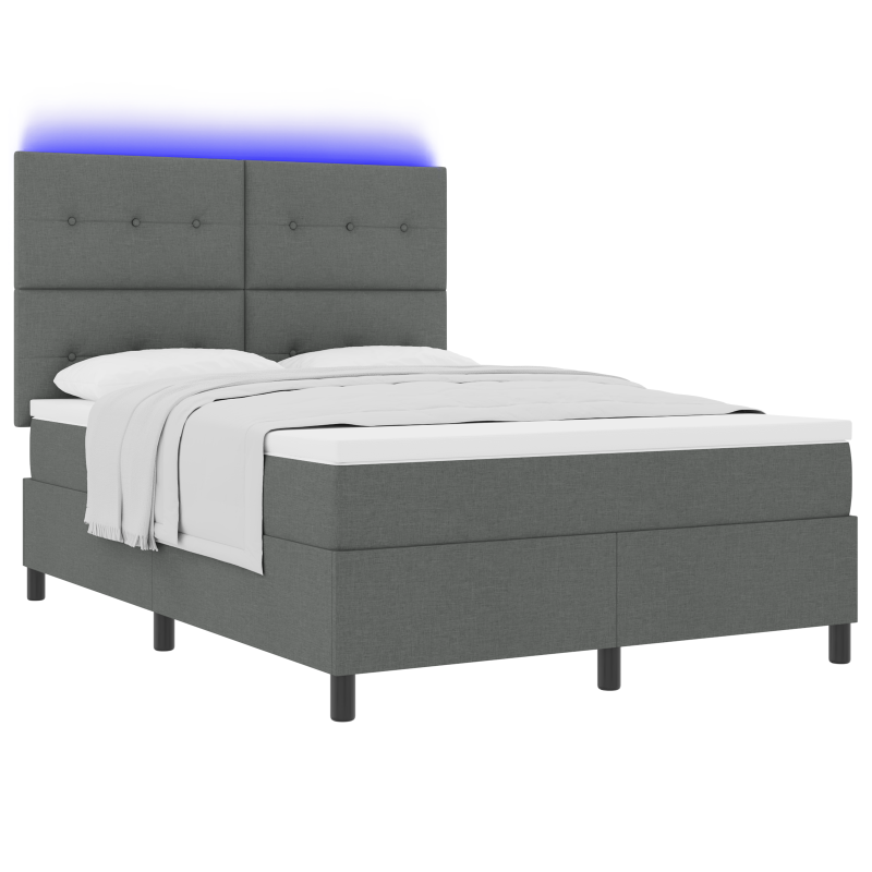 Boxspringbett mit Matratze & LED Dunkelgrau 160x200 cm Stoff
