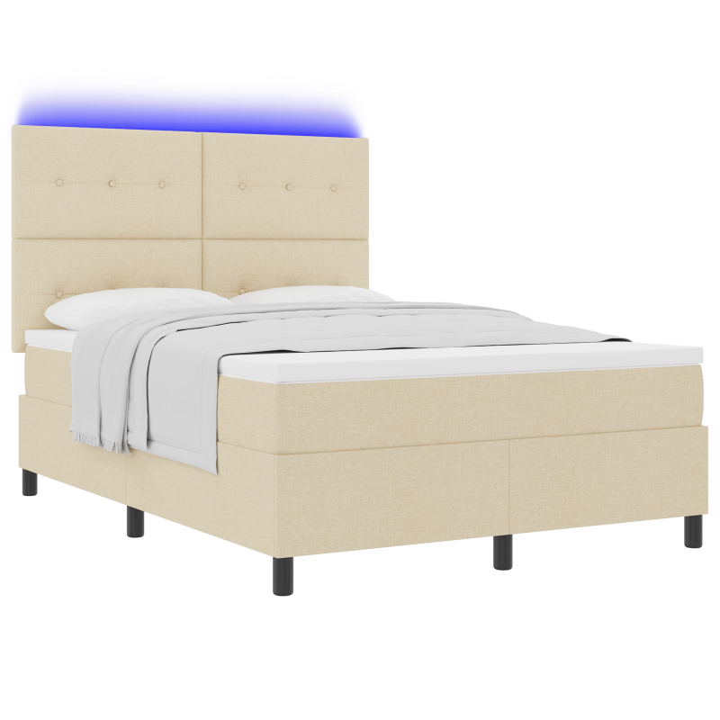 Boxspringbett mit Matratze & LED Creme 160x200 cm Stoff