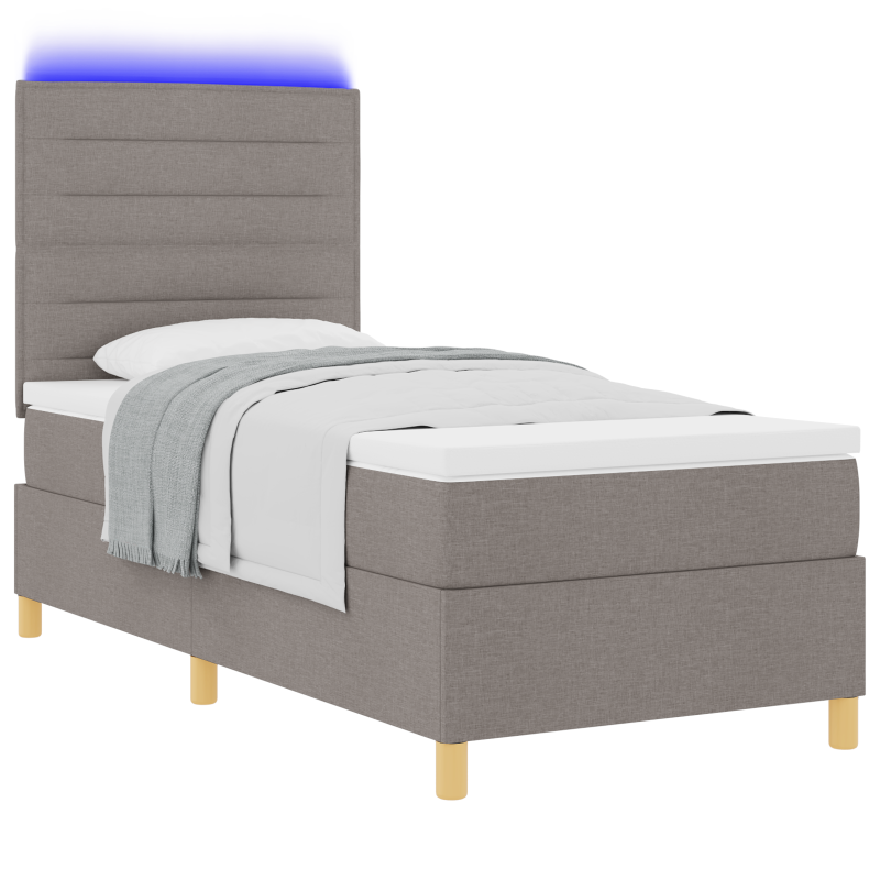 Boxspringbett mit Matratze & LED Taupe 80x200 cm Stoff