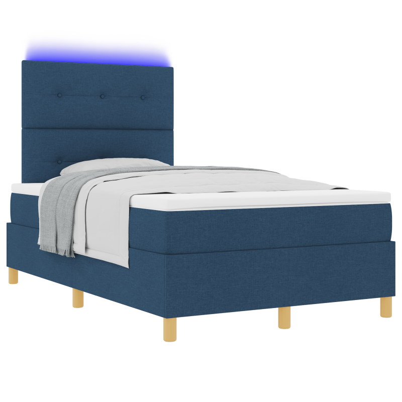 Boxspringbett mit Matratze & LED Blau 120x200 cm Stoff