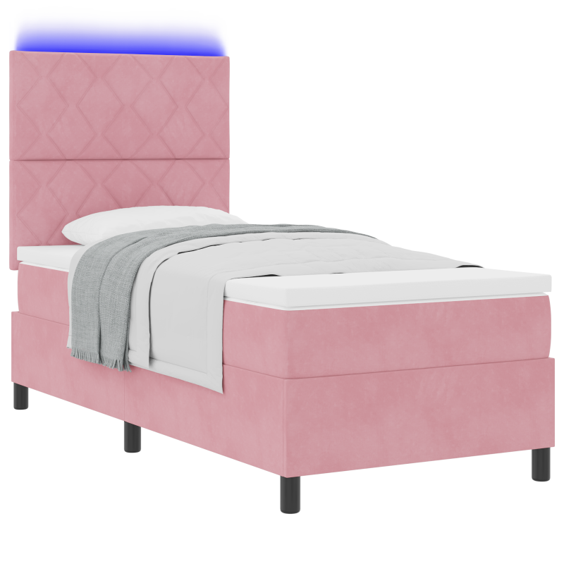 Boxspringbett mit Matratze & LED Rosa 100x200 cm Samt