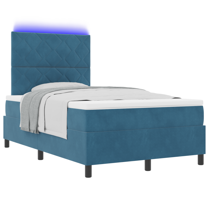 Boxspringbett mit Matratze & LED Dunkelblau 120x200 cm Velvet