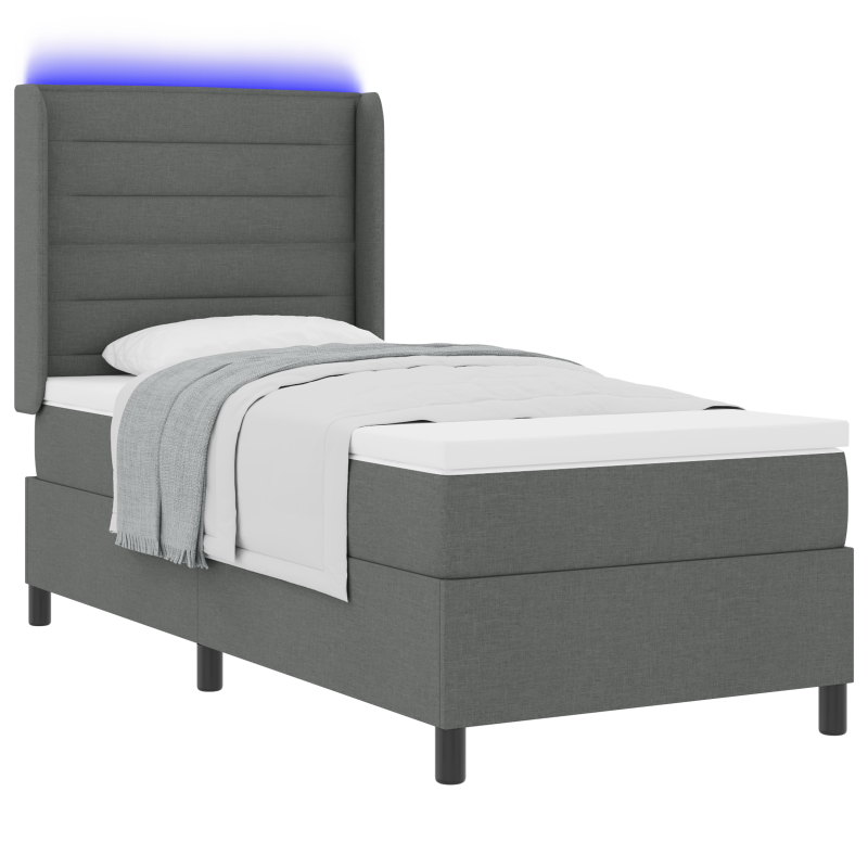 Boxspringbett mit Matratze & LED Dunkelgrau 80x200 cm Stoff