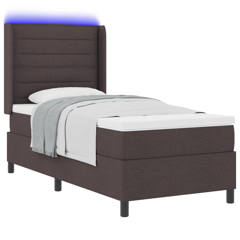 Boxspringbett mit Matratze & LED Dunkelbraun 100x200 cm Stoff