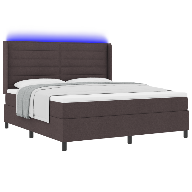 Boxspringbett mit Matratze & LED Dunkelbraun 180x200 cm Stoff