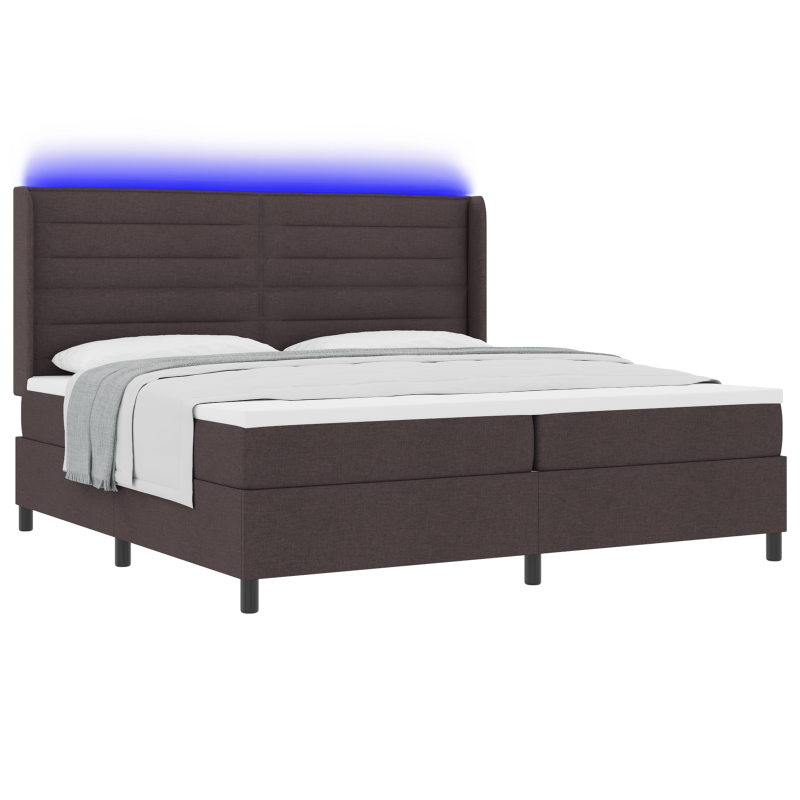 Boxspringbett mit Matratze & LED Dunkelbraun 200x200 cm Stoff