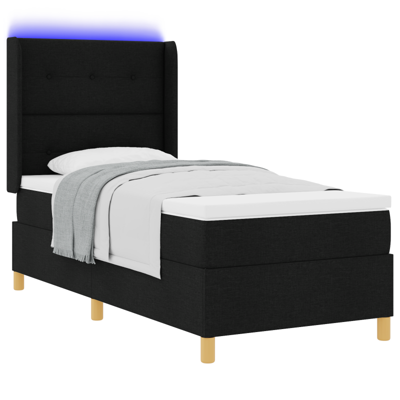 Boxspringbett mit Matratze & LED Schwarz 80x200 cm Stoff