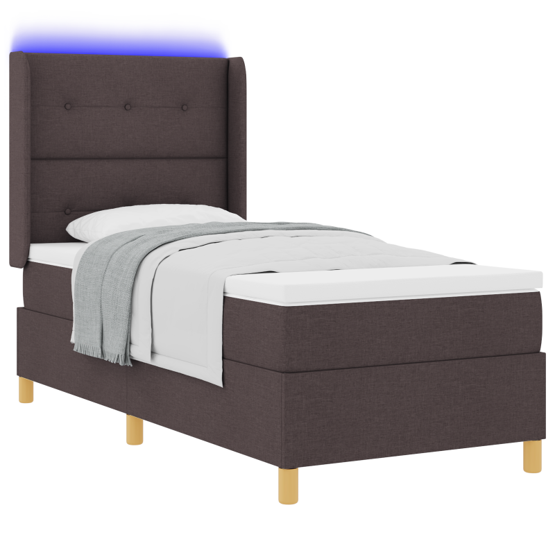 Boxspringbett mit Matratze & LED Dunkelbraun 80x200 cm Stoff