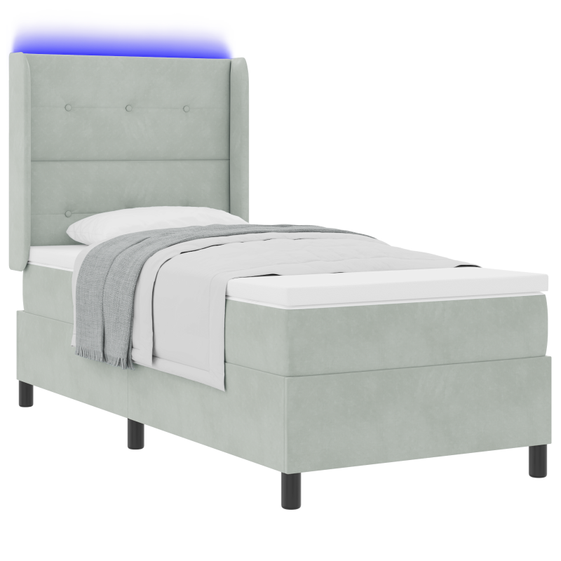 Boxspringbett mit Matratze & LED Licht Grau 80x200 cm Samt