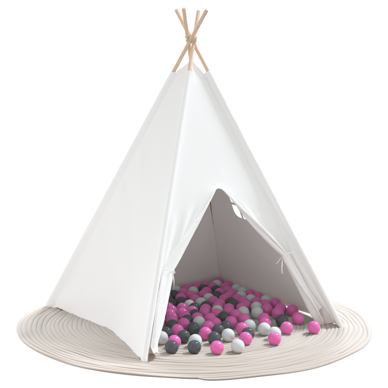 Kinder-Teepee-Zelt mit Tasche Pfirsich & Spielbälle Haut Weiß