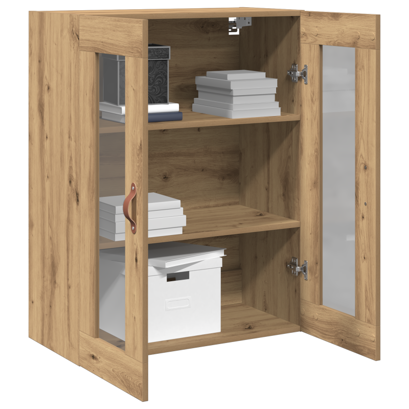 Wandmontierter Schrank mit Glastüren Artisan Eiche 69,5x34x90 cm