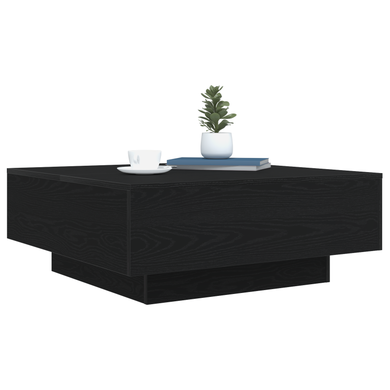 Couchtisch mit LED-Lichtern Schwarz Eiche 80x80x31 cm