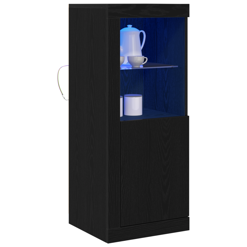 Sideboard mit LED-Lichtern Schwarz Eiche 41x37x100 cm