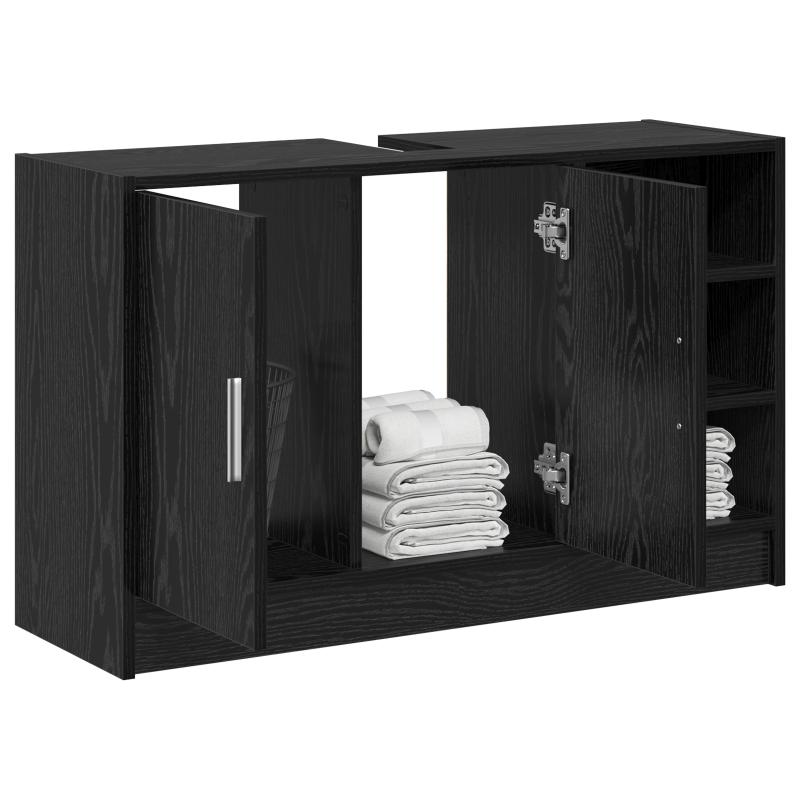 Spülenschrank Schwarz Eiche 90x29x55 cm Holzwerkstoff