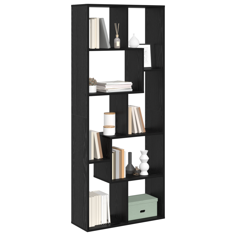 Raumteiler Bücherregal Schwarz Eiche 67x25x161.5 cm Holzwerkstoff