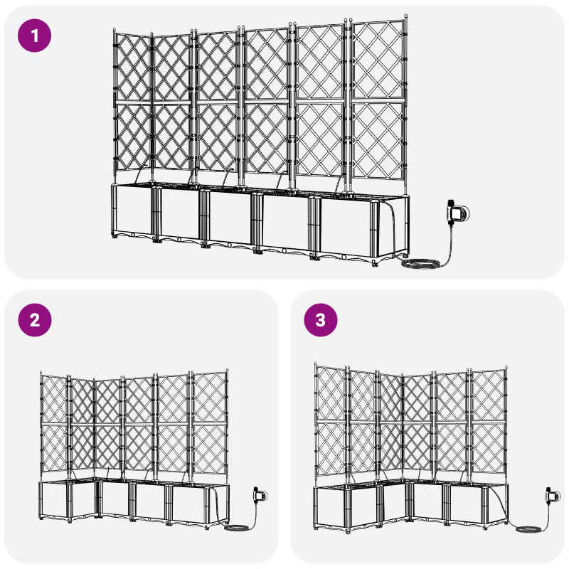 Gartenpflanzer mit Bewässerungssystem 5 Stück Grau