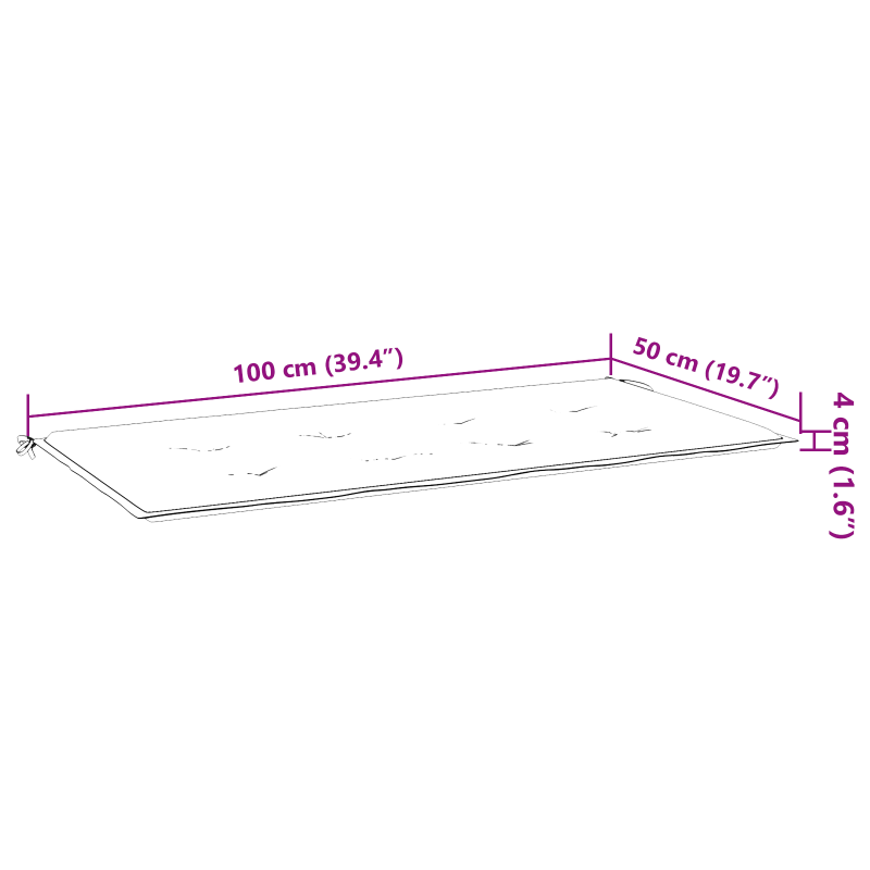 Rosa Gartenbankpolster - 100x50x4 cm, Oxford-Gewebe