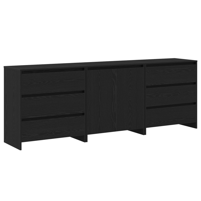 3-teilige Sideboards aus schwarzem Holzwerkstoff