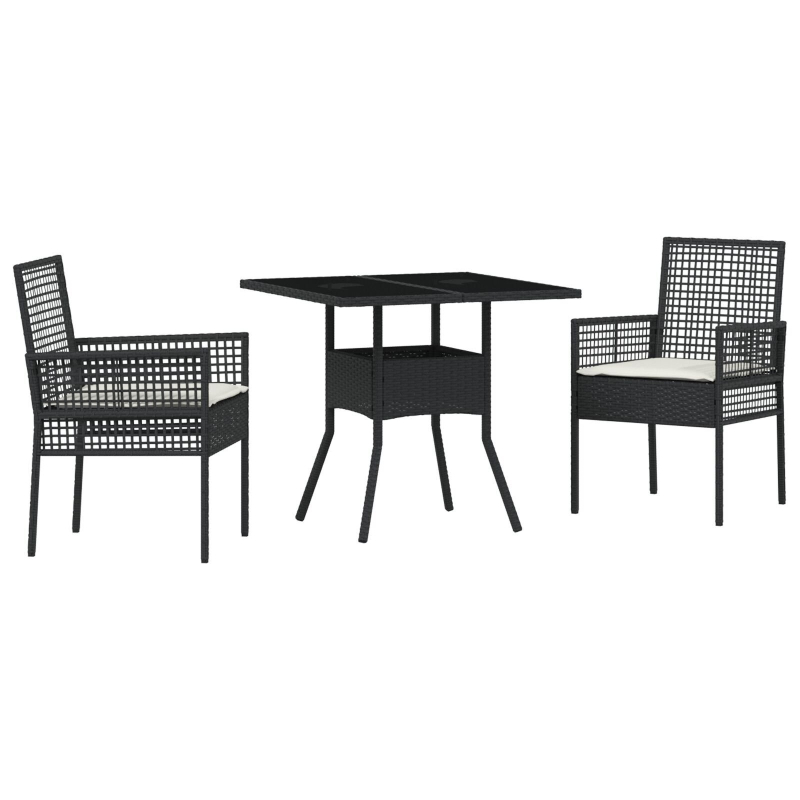 3-teilige Garten Essgruppe Braun Poly Rattan