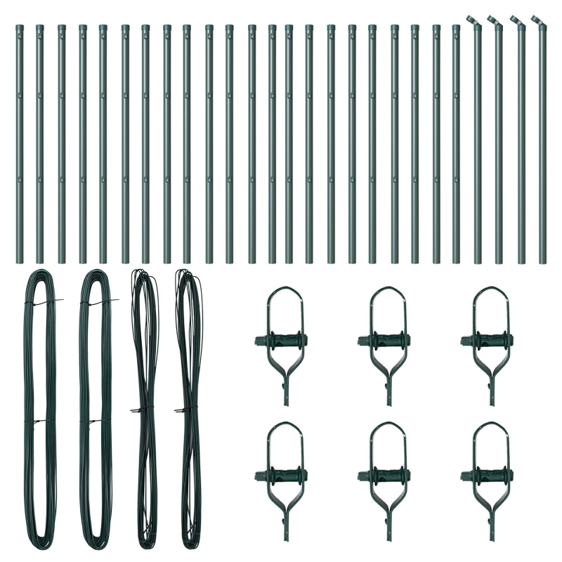 Zaunpfosten mit Fußplatten 26 Stück Ø32mm 83,5cm Verzinkter Stahl