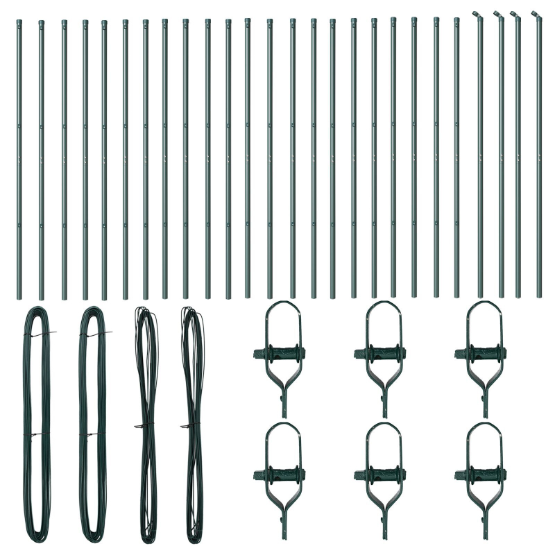 Zaunpfosten 26 Stück Grün Ø32 mm 210 cm Verzinkter Stahl