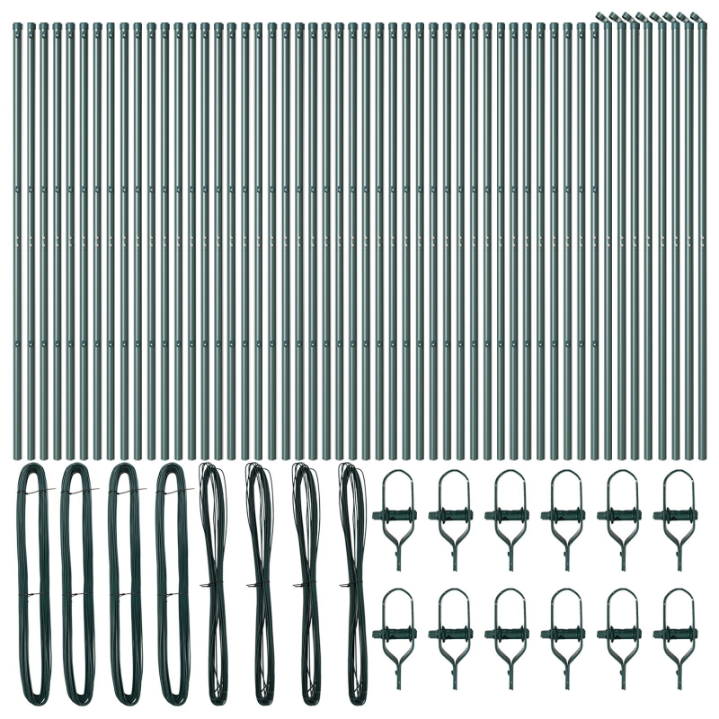 Zaunpfosten 52 Stück Grün Ø32 mm 210 cm Verzinkter Stahl