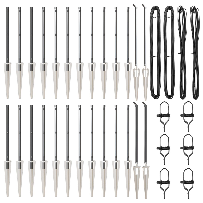 Zaunpfosten mit Spike 26 Stück Ø32 mm 60 cm Verzinkter Stahl
