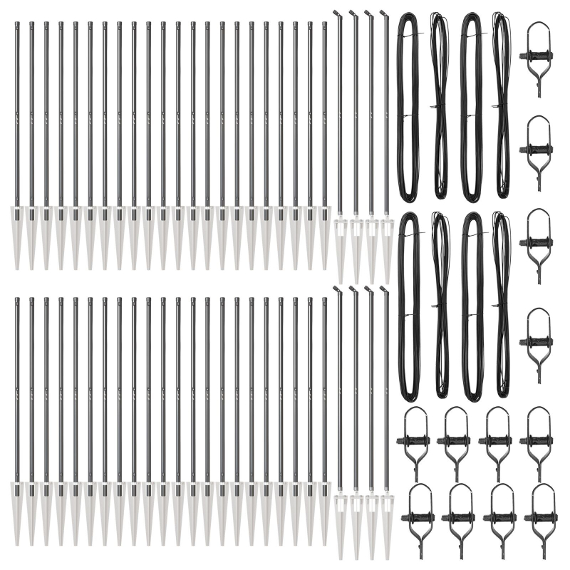 Zaunpfosten mit Spike 52 Stück Ø32 mm 170 cm verzinkter Stahl