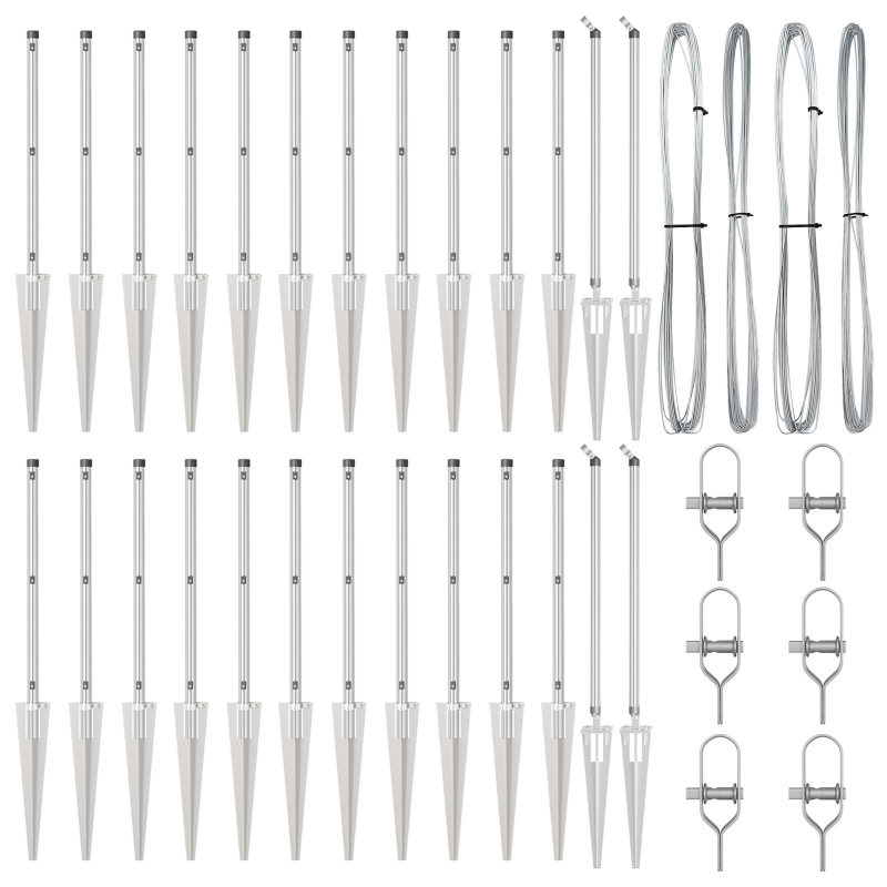 Zaunpfosten mit Spitze 26 Stück Ø32 mm 100 cm Verzinkter Stahl